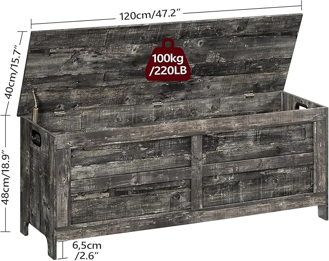 Storage Chest, 47.2” Large Toy Chest, Entryway Storage Trunk, Storage Bench - Image 3