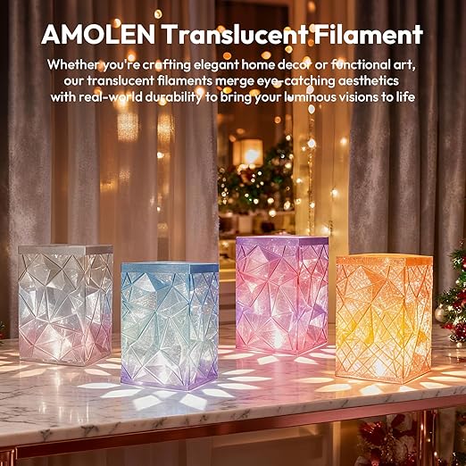 AMOLEN Transparent PLA Filament Bundle Multicolor, Translucent PLA 3D Printer - Image 2