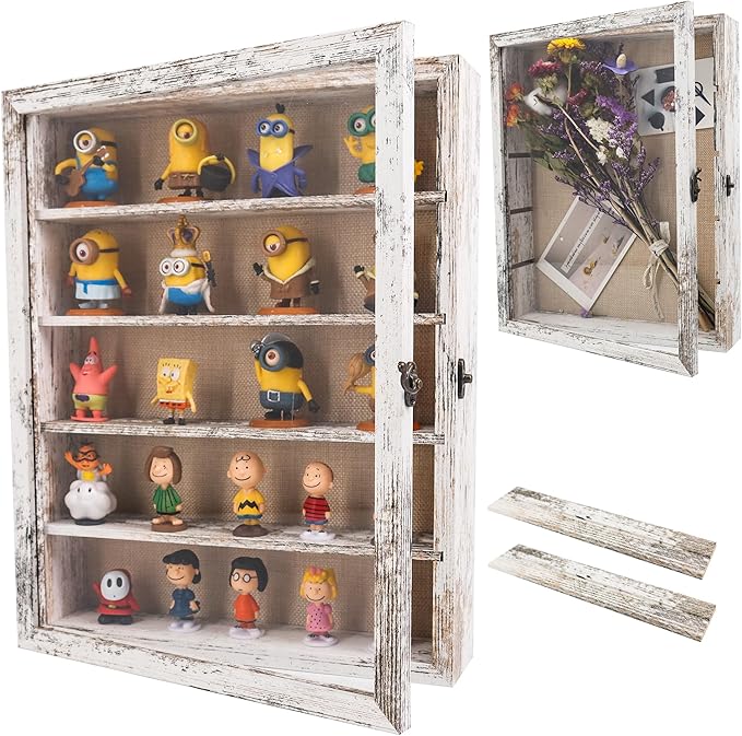 Shadow Box Frame with Removable Shelves, Coins Military Medals Pins Wedding by Unknown