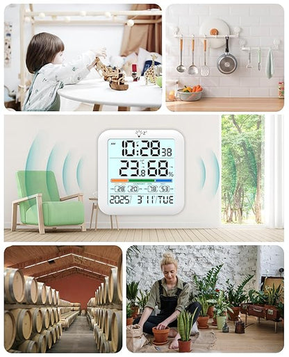 Mini Digital Indoor Thermometer Hygrometer Clock, Room Temperature Humidity - Image 7