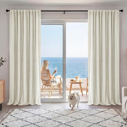 RYB HOME Natural Linen 100% Blackout Curtains by RYBHOME