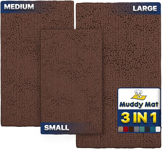 Muddy Mat® Pack of 3 Highly Absorbent Microfiber Dog Door Mat and Pet Rug by MuddyMat%C2%AE