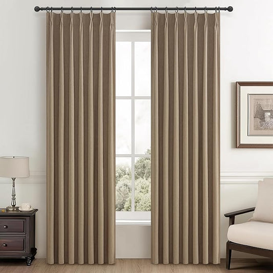 90 Inch Blackout Curtains for Living Room Thermal Noise Reduction Sliding Door by QJMYDECO