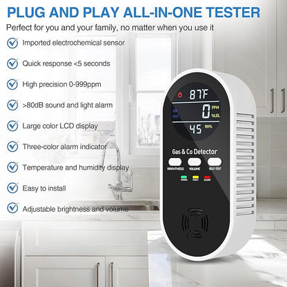 5-in-1 Carbon Monoxide Detectors Plug in – Natural Gas, Propane & CO Alarm - Image 2