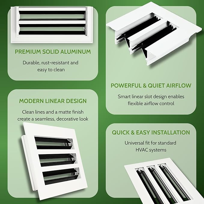 Modern Air Vent Cover 10x4 – Aluminum Linear Slot Diffuser, Decorative White - Image 6