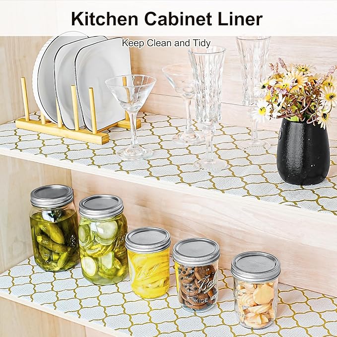 Drawer and Shelf Liner for Kitchen Cabinet, Non-Adhesive Cabinet Liner 18in x - Image 2