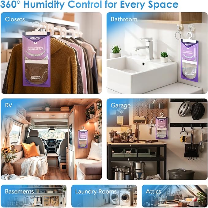 Moisture Absorbers 20 Pack Lavender Fragrance, Hanging Closet Dehumidifier Bags - Image 8