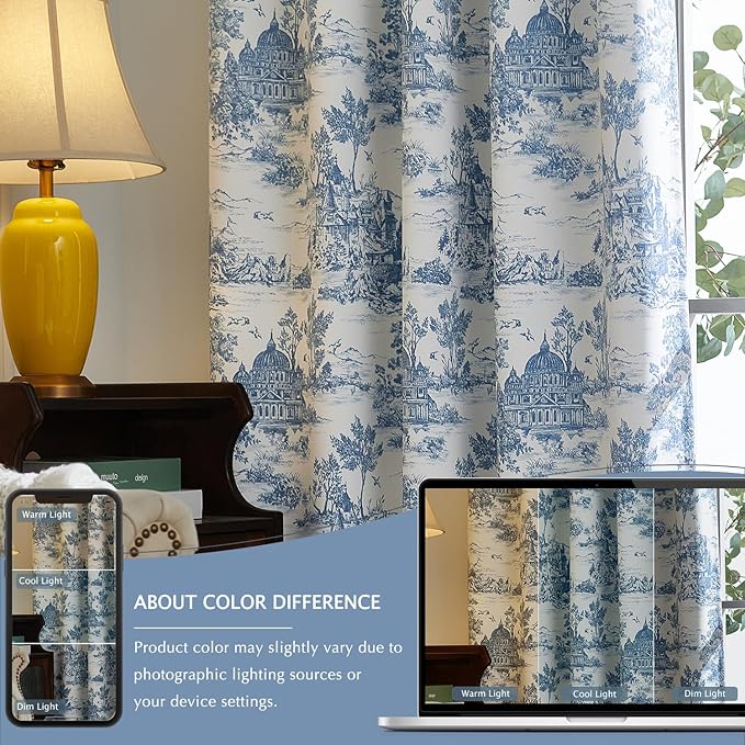 jinchan 95% Blackout Toile Curtains - Image 5