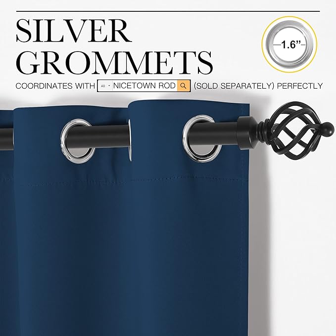 NICETOWN Curtain Blackout Drape Panel, Single Panel, 42 x 84 inch, Moroccan Blue - Image 2