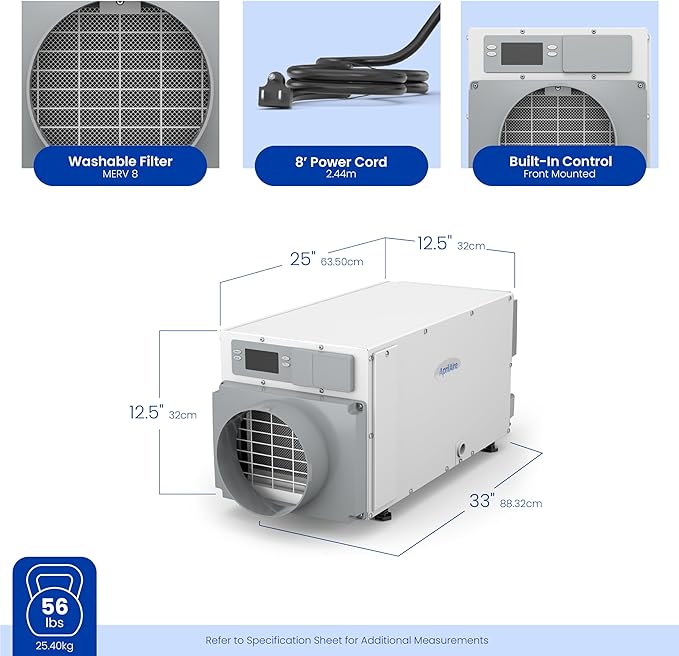 AprilAire E070 Pro 70-Pint Crawl Space Dehumidifier + Model 76 Wall Mount - Image 14