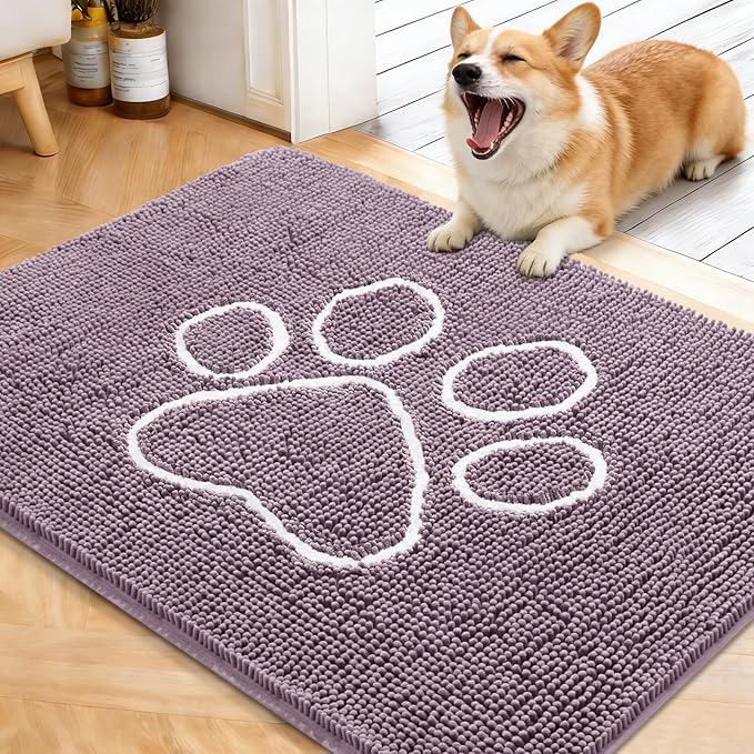 OLANLY Dog Door Mat for Muddy Paws 40x32, Paw Print Design, Absorbs Moisture by OLANLY