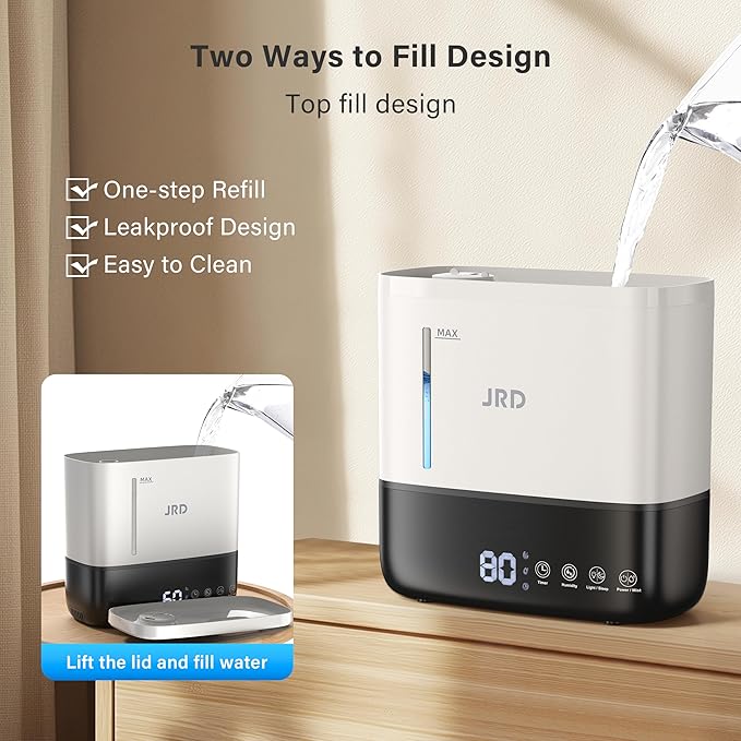 JRD Humidifiers for Bedroom, Ultrasonic Humidifier 4L for Large Room, Cool Mist - Image 3