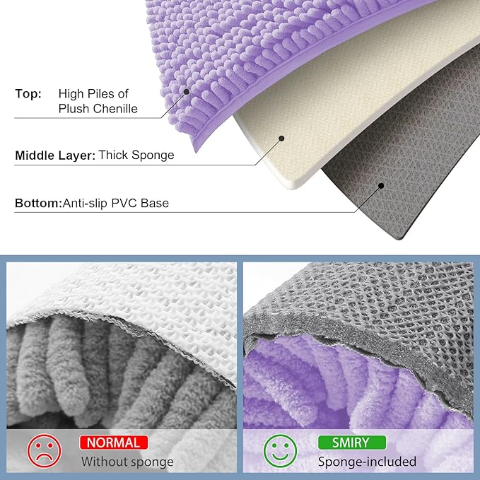 Smiry Luxury Chenille Toilet Rugs U-Shaped 20x20, Soft Absorbent Non-Slip - Image 5