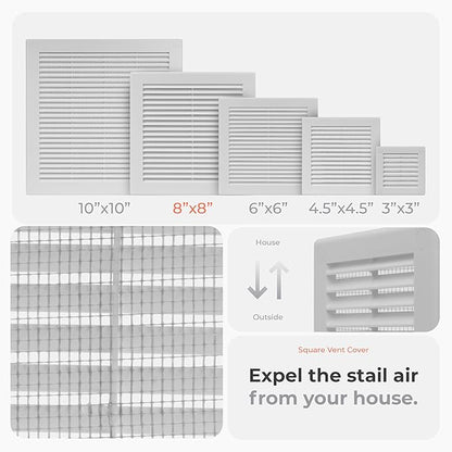 5-Pack 10" x 10" Square Air Vent Cover – White Plastic Vent Deflector - Image 3