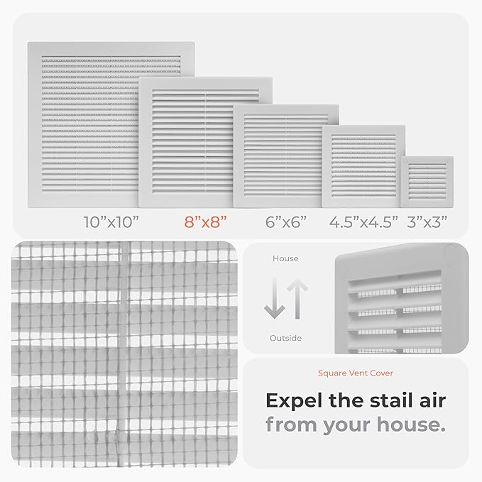 2-Pack 10" x 10" Square Air Vent Cover – White Plastic Vent Deflector - Image 3
