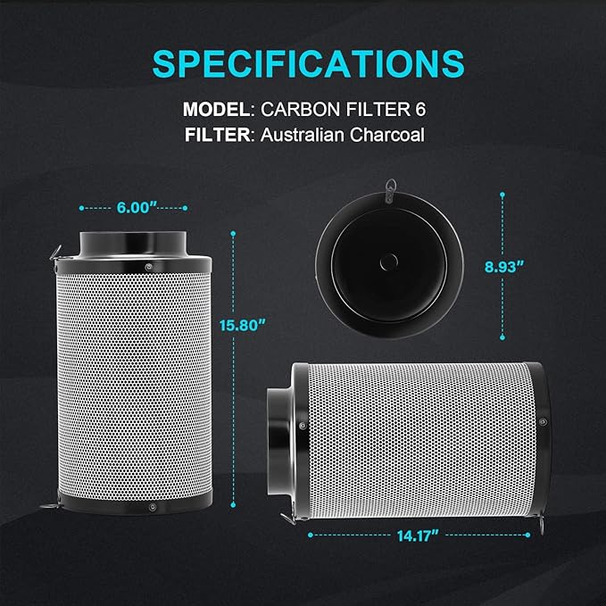 HealSmart 6 Inch Air Carbon Filter 6" Premium Australian Virgin Charcoal - Image 4