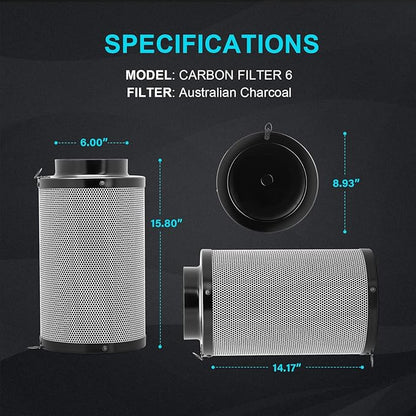 HealSmart 6 Inch Air Carbon Filter 6" Premium Australian Virgin Charcoal - Image 4