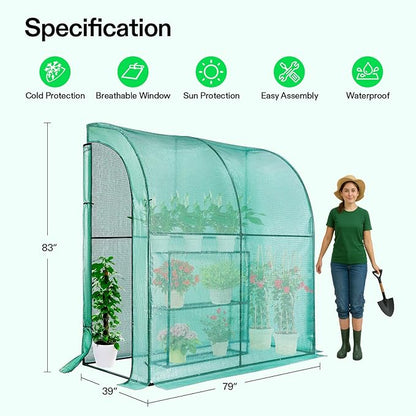 VIVOSUN Lean-to Greenhouse, 6.6’ x 3.3’ x 6.9’ Portable Wall House - Image 2