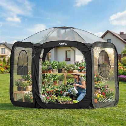 Porayhut Pop Up Greenhouse Tent, Portable Large Walk-in Plant House 10’X10’ by porayhut