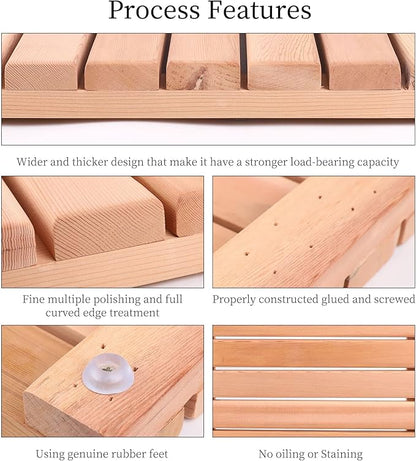 bingaai Cedar Wood Shower Mat, Cedar Wooden Bath Mats, Wood Bath Mat 23.6 × - Image 4