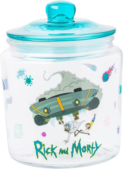 Silver Buffalo Rick and Morty Falling Out of Ship Glass Cookie Snack Candy Jar by SilverBuffalo