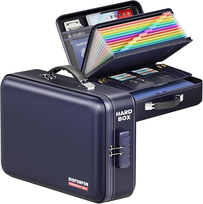 Fireproof Document Box, Hard Case Highly Flame-Resistant Fire Proof Waterproof by BigPonPon