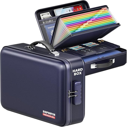 Fireproof Document Box, Hard Case Highly Flame-Resistant Fire Proof Waterproof by BigPonPon