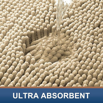 Smiry Luxury Chenille Toilet Rugs U-Shaped 24x24, Soft Absorbent Non-Slip - Image 4