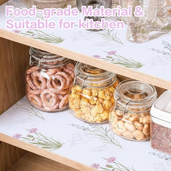 Floral Shelf Liner for Kitchen Cabinets Non Adhesive Drawer Liners Non Slip - Image 3