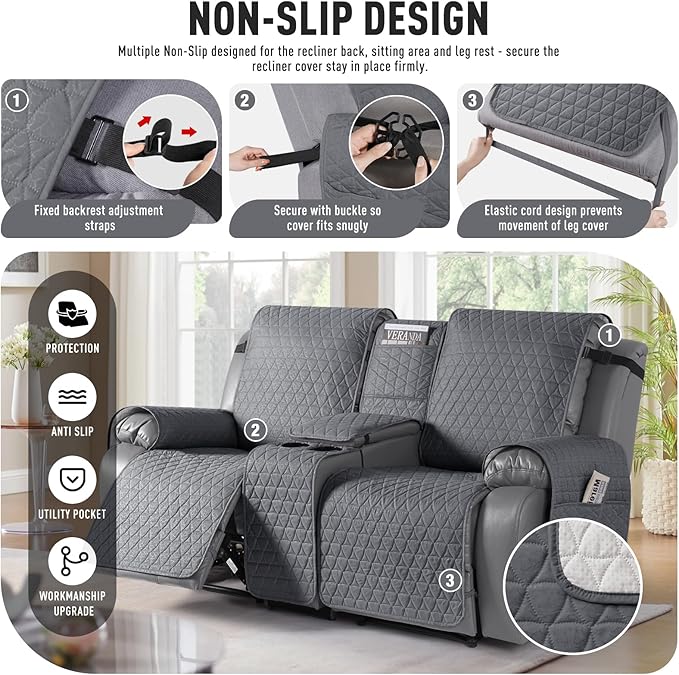TAOCOCO 100% Waterproof Loveseat Recliner Couch Sofa Covers - Image 4