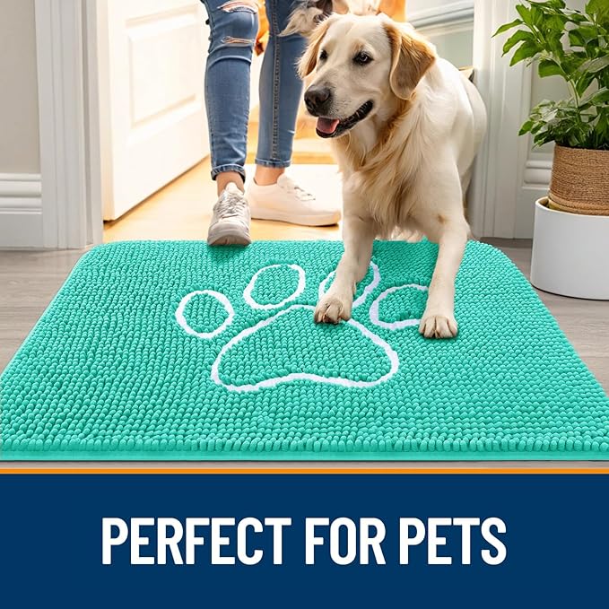 OLANLY Dog Door Mat for Muddy Paws 30x20, Paw Print Design, Absorbs Moisture - Image 6