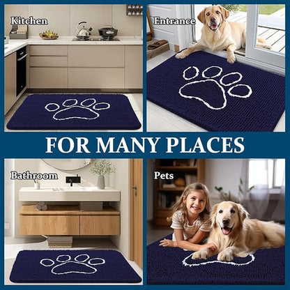 OLANLY Dog Door Mat for Muddy Paws 47x24, Paw Print Design, Absorbs Moisture - Image 8