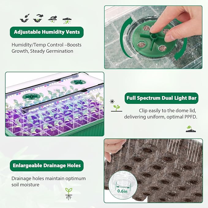 Seed Starter Tray, 60-Cell Self-Watering Seed Starter Kit - Image 4