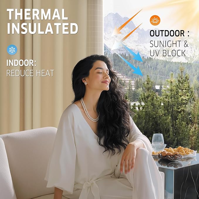 RYB HOME Outdoor Curtains for Patio Waterproof Tab Top Block Sunlight Thermal - Image 3