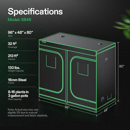 VIVOSUN S848 4x8 Grow Tent 96"x48"x80" High Reflective Mylar Tents - Image 7