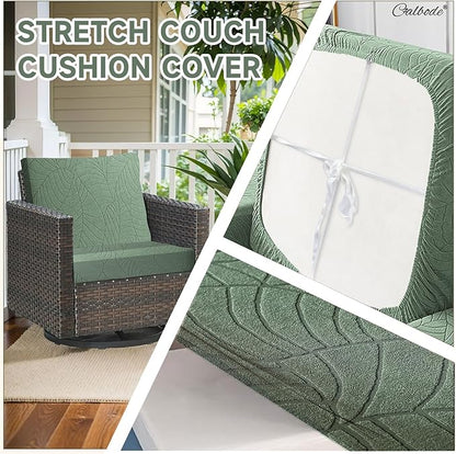12Pcs Stretch Couch Cushion Covers, Water Resistant Outdoor Sofa Cuhsion Cover - Image 3