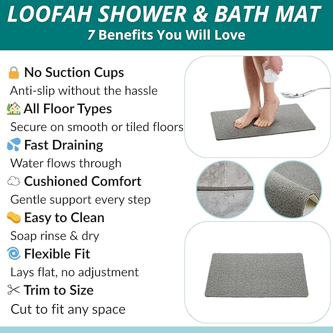 ENKOSI Loofah Non-Slip Shower and Bath Mat - Image 3
