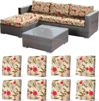 8Pcs Stretch Patio Cushion Cover, Floral Couch & Sofa Slipcovers by CALBODE