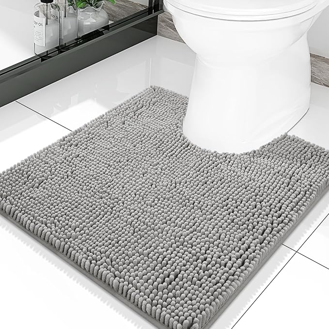 Smiry Luxury Chenille Toilet Rugs U-Shaped 20x20, Soft Absorbent Non-Slip by Smiry