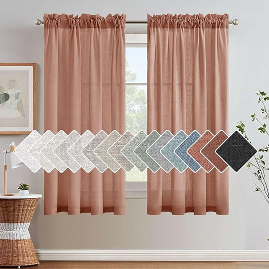 H.VERSAILTEX Linen Curtains Elegant Natural Linen Semi Sheer Curtains Energy by HVERSAILTEX