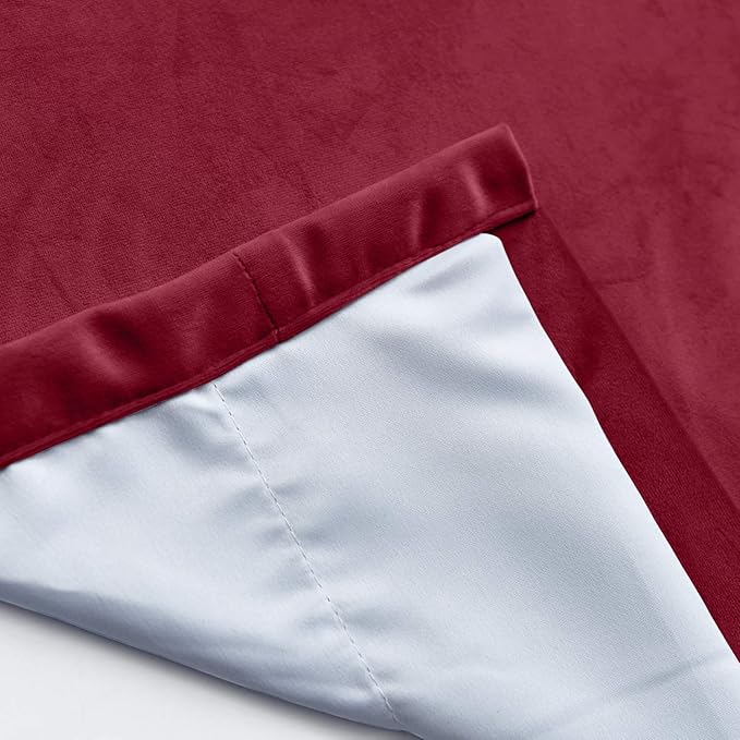 ChadMade Blackout Lined Premium Velvet Curtain Burgundy Red 50Wx96L Inch - Image 5