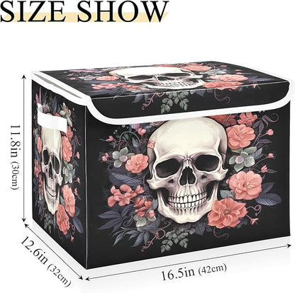 xigua Skull Storage Bins with Lids and Carrying Handle, Foldable Storage Boxes - Image 3