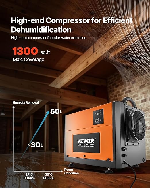 VEVOR 125 Pints Commercial Dehumidifier - Image 2