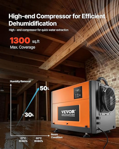 VEVOR 125 Pints Commercial Dehumidifier - Image 2
