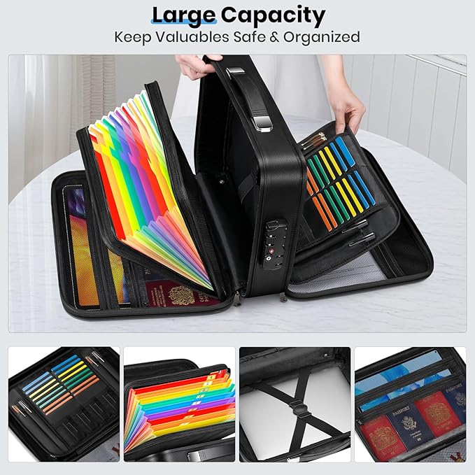 Fireproof Document Box Double-Zip, Hard-shell Waterproof Fire Proof Bag - Image 5