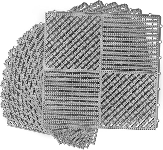 MYFAMIREA Modular Interlocking Cushion 12 Pack 11.8" x 11.8" Rubber Floor Tiles by MYFAMIREA