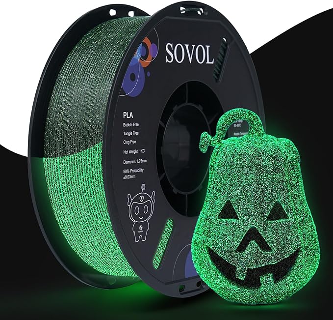 Sovol 3D Printer Luminous Filament, Glow in The Dark PLA 1kg Spool 3D Printing by Sovol