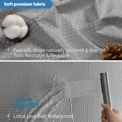 2-in-1 Waterproof Fabric Shower Curtain - Image 4