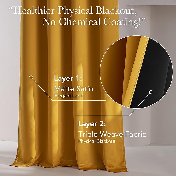 NICETOWN 100% Blackout Window Curtain Panels, 2 Pieces, Heat and Cold Blocking - Image 3