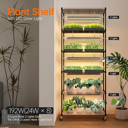 Bstrip DIY Plant Shelf with Grow Light, Grow Light Shelf with Adjustable Rack - Image 2
